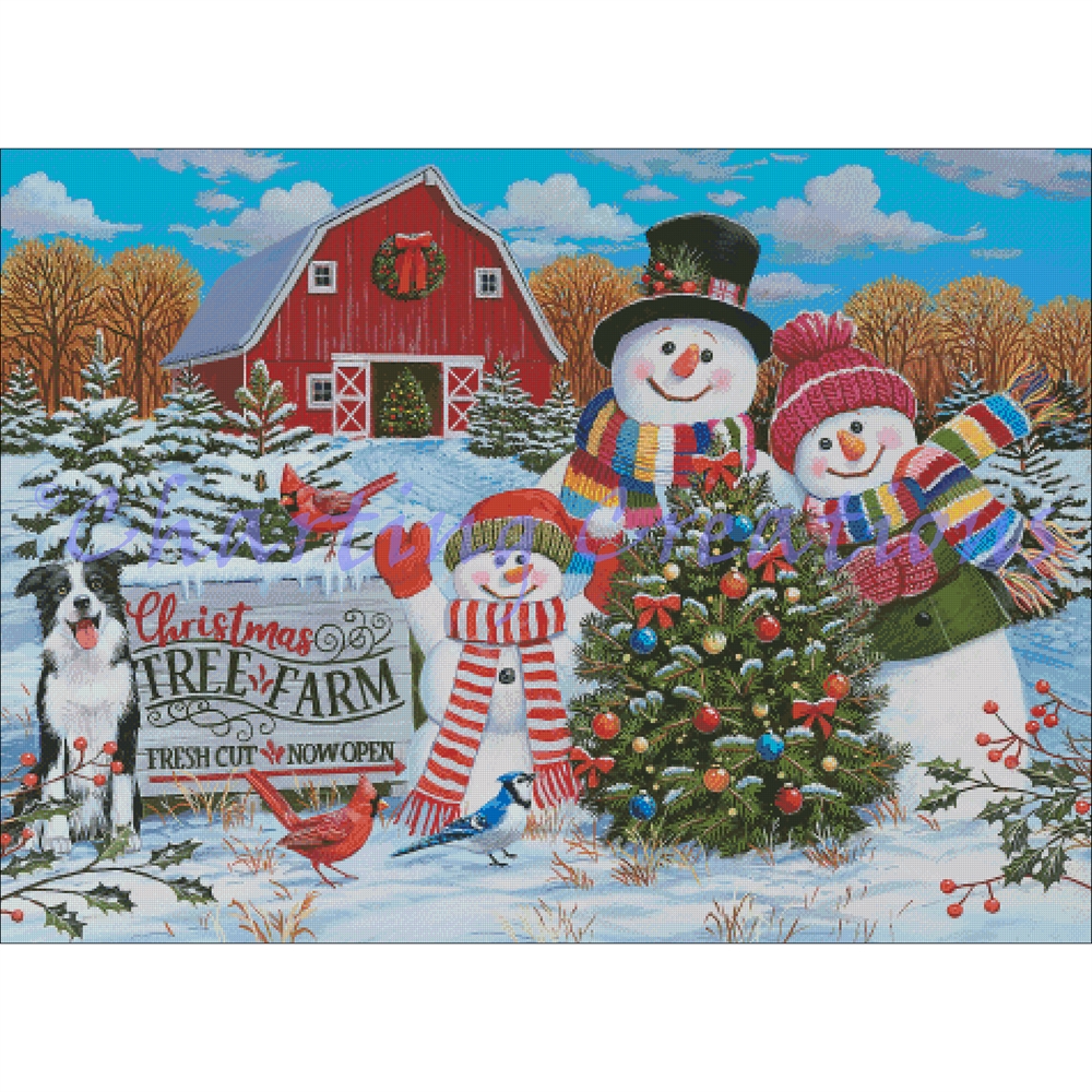 (image for) Christmas Tree Farm With Snow Family Greeters